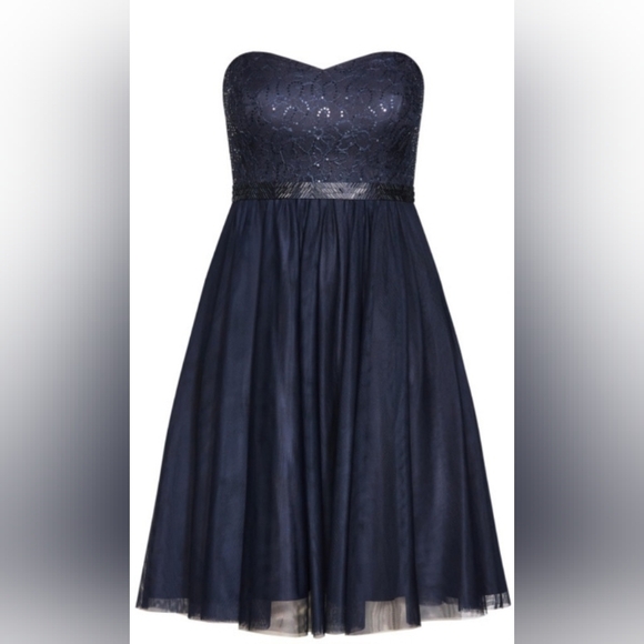 NWT City Chic Sequined Dark Navy Blue Dress Size L (20) - Picture 8 of 10